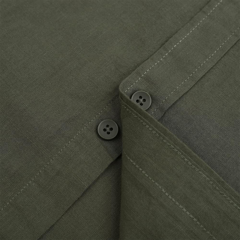 Detalle de JEKAOYI Men's Cotton-Linen Shirt