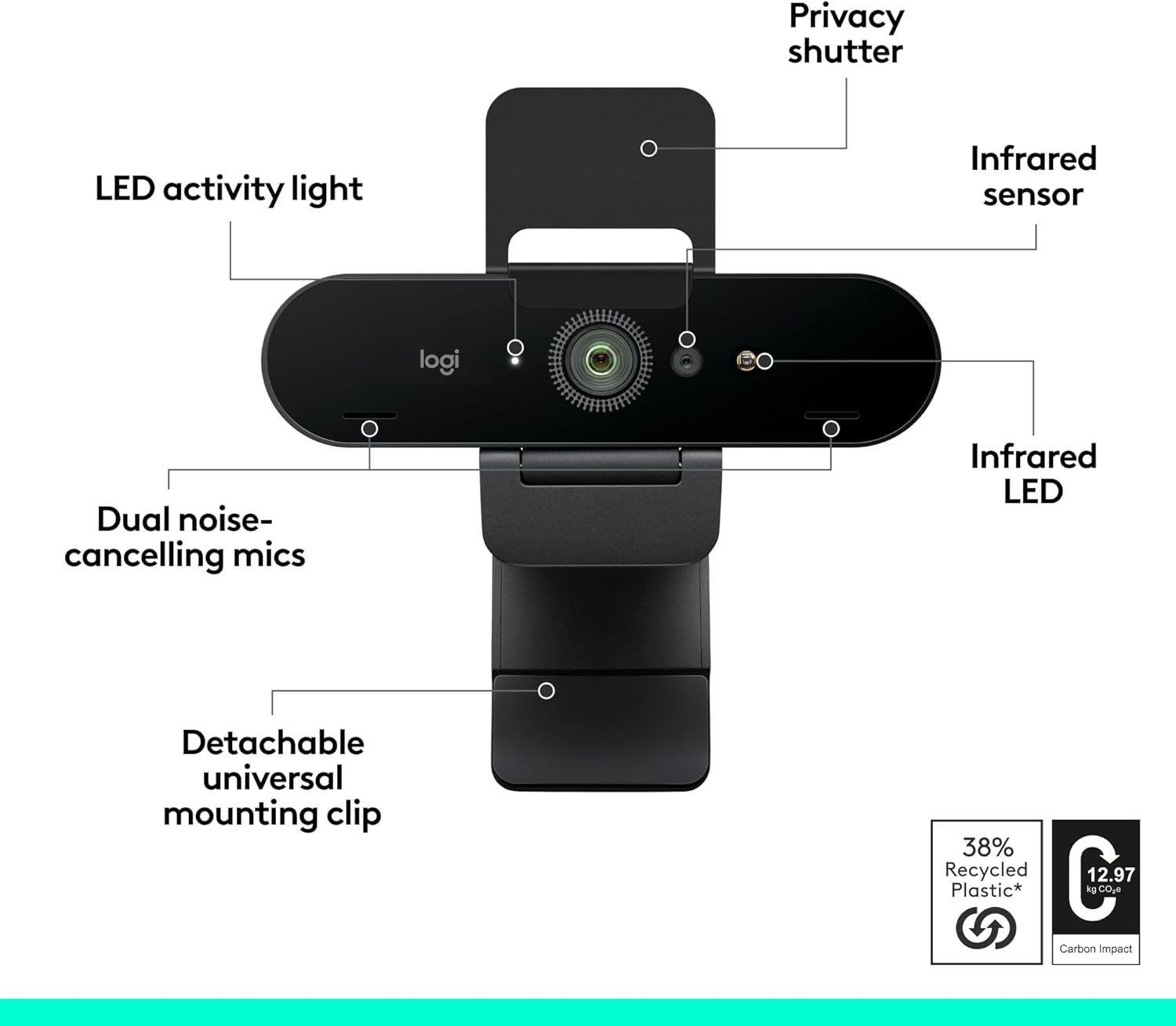Thumbnail 5 de Logitech Brio 4K Webcam with noise‑cancelling mic