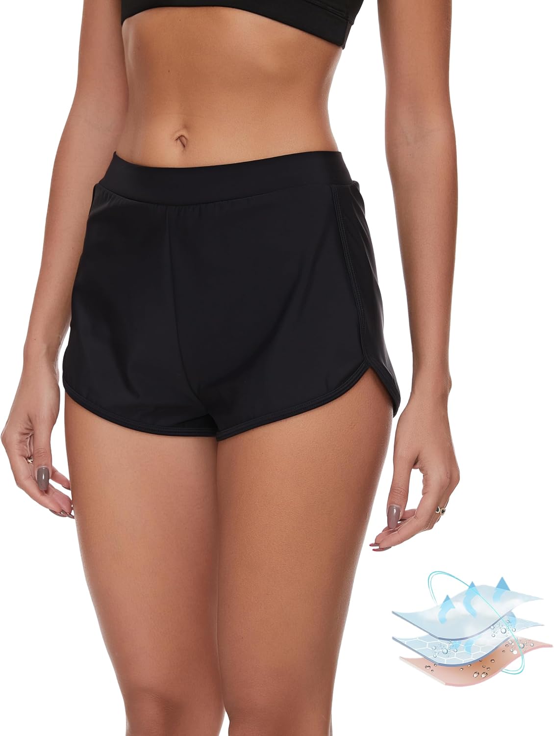 Detalle de Leovqn Period Swimwear Shorts: Leakproof Built-in Bikini Bottom for Teens