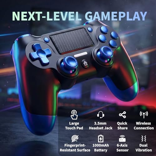 Detalle 2 de Mando Inalámbrico BJXOZ para PS4/PC: precisión, vibración y panel táctil con audio de 3,5 mm