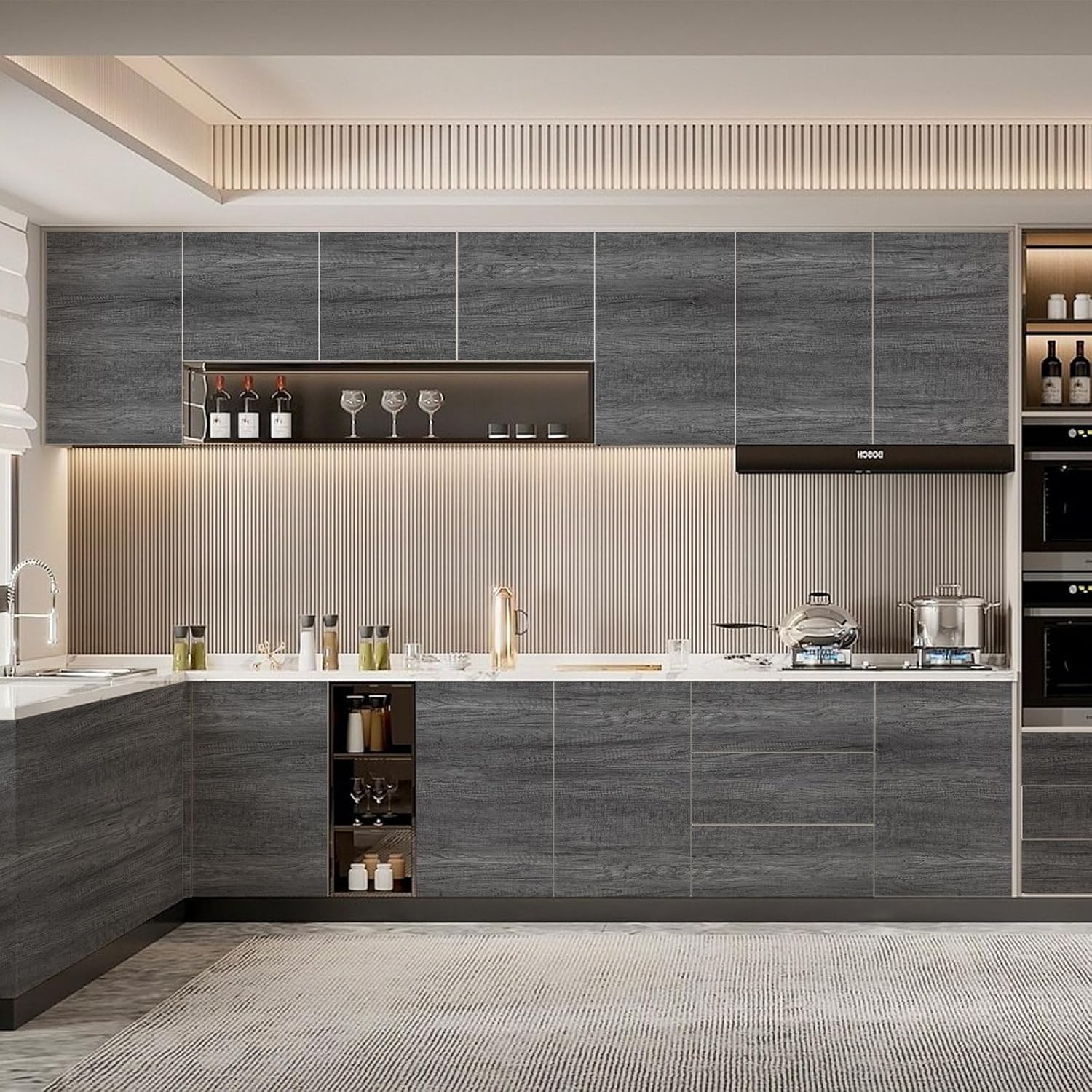 Detalle de Decoroom Grey Wood Effect Vinyl Wrap 30x200cm – Self-Adhesive Sticky Back Plastic