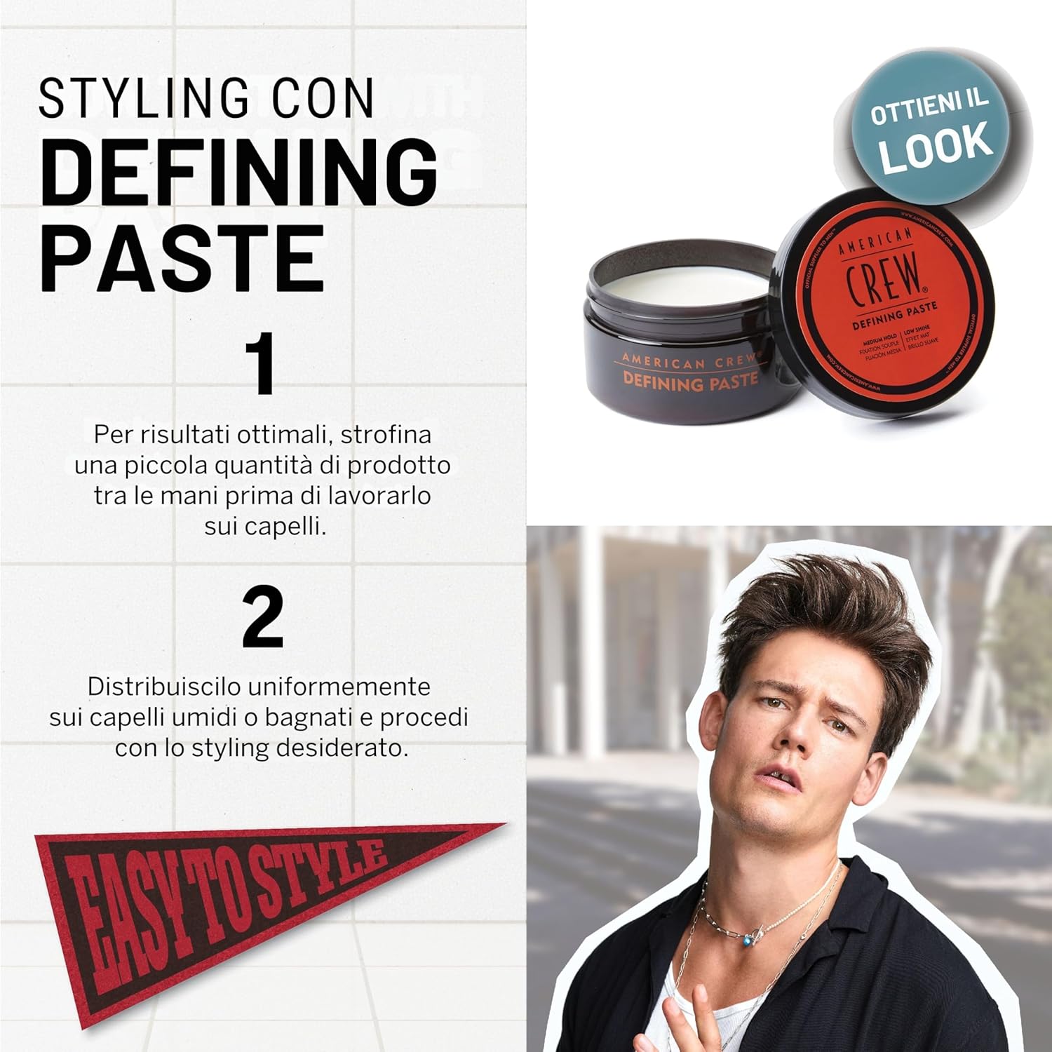 Thumbnail 3 de American Crew Defining Paste cera styling uomo