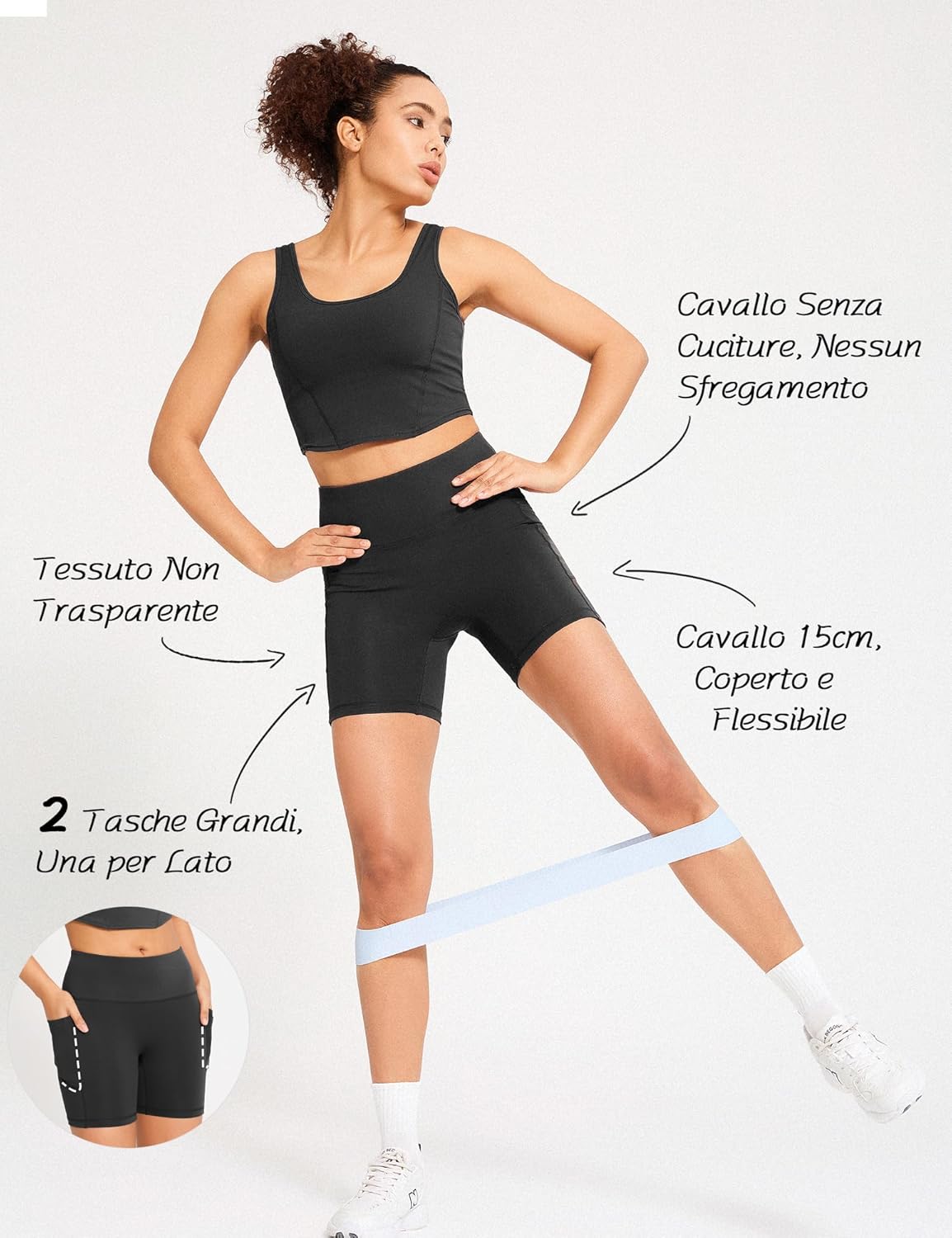 Thumbnail 4 de Yogaration Pantaloncini Palestra Donna – Shorts Vita Alta con Tasche e Cuciture Senza Cuciture