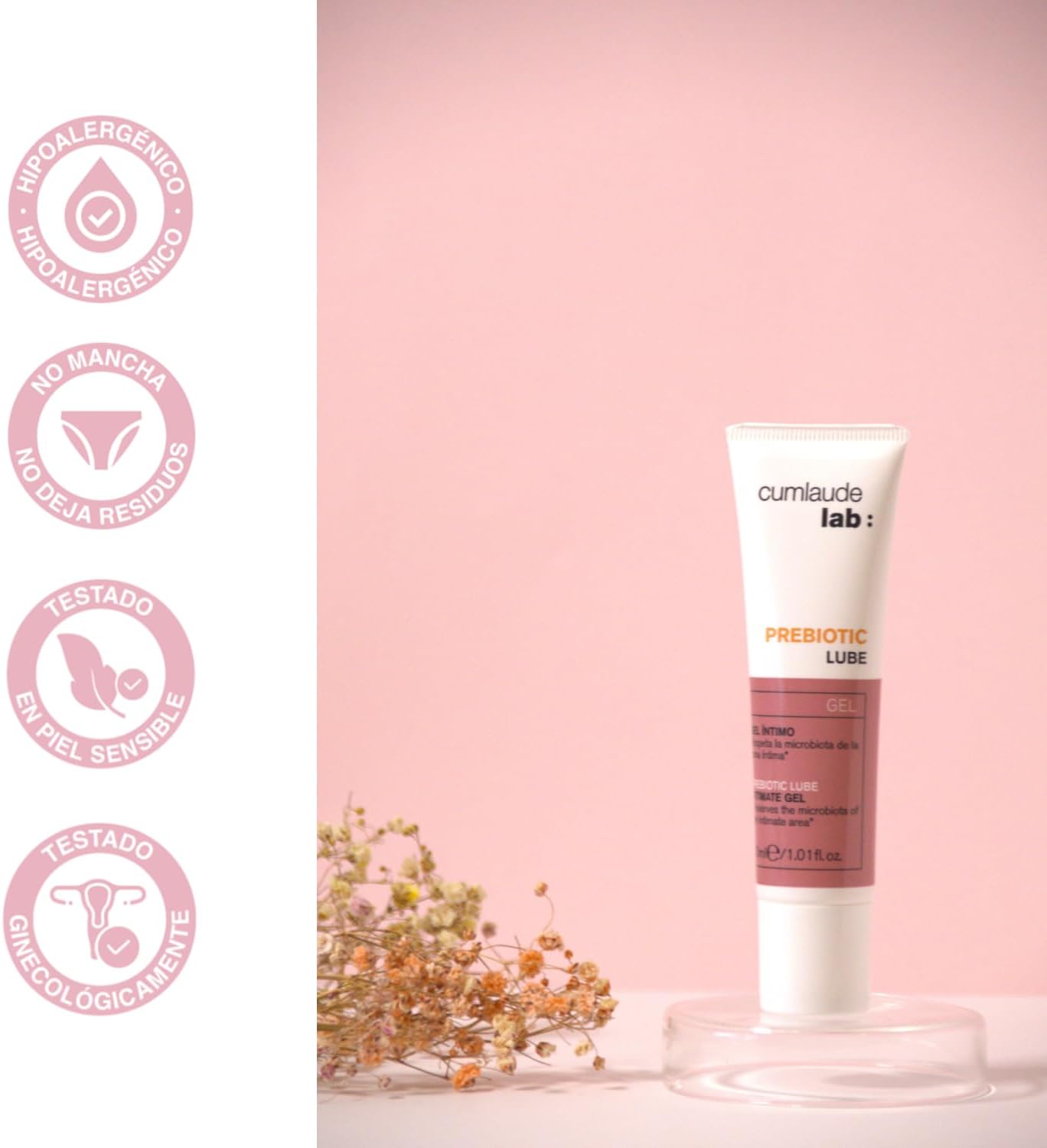 Detalle 2 de Cumlaude Lab Prebiotic Lube – Gel intime à l’huile d’arbre à thé et à l’acide lactique, 30 ml
