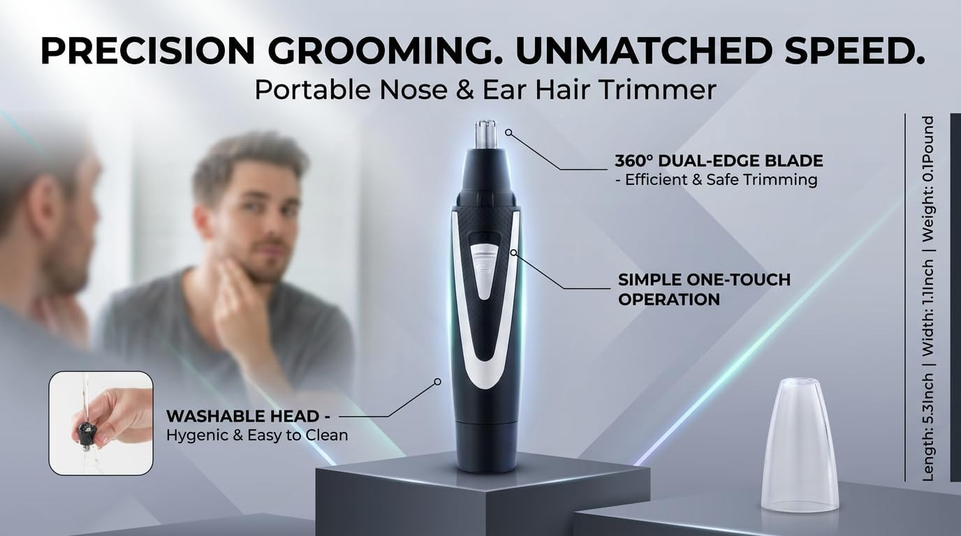 Thumbnail 6 de Ear Nose Hair Trimmer 2025, Dual-Edge Waterproof ✂