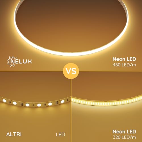 Detalle 2 de NELUX Striscia LED COB 2 m – 960 LED, 2700K, luce calda, con telecomando e trasformatore 24V