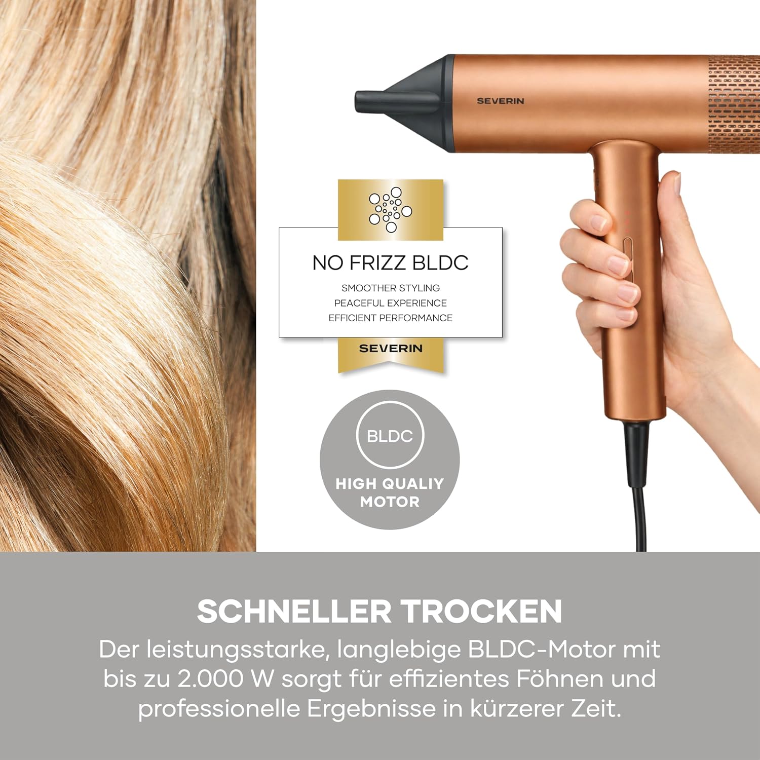 Detalle de SEVERIN S-Style Speed Pro Haartrockner copper HT 0172 – Leistung trifft Styling in eigenen vier Wänden