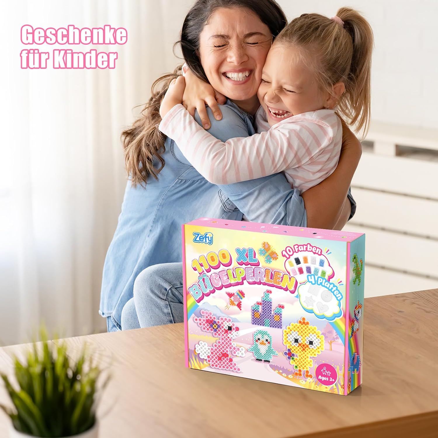 Thumbnail 6 de Zefy 10mm Bügelperlen Set Maxi: 1100 XL Perlen, 4 Steckplatten und Geschenkbox (Pastell)