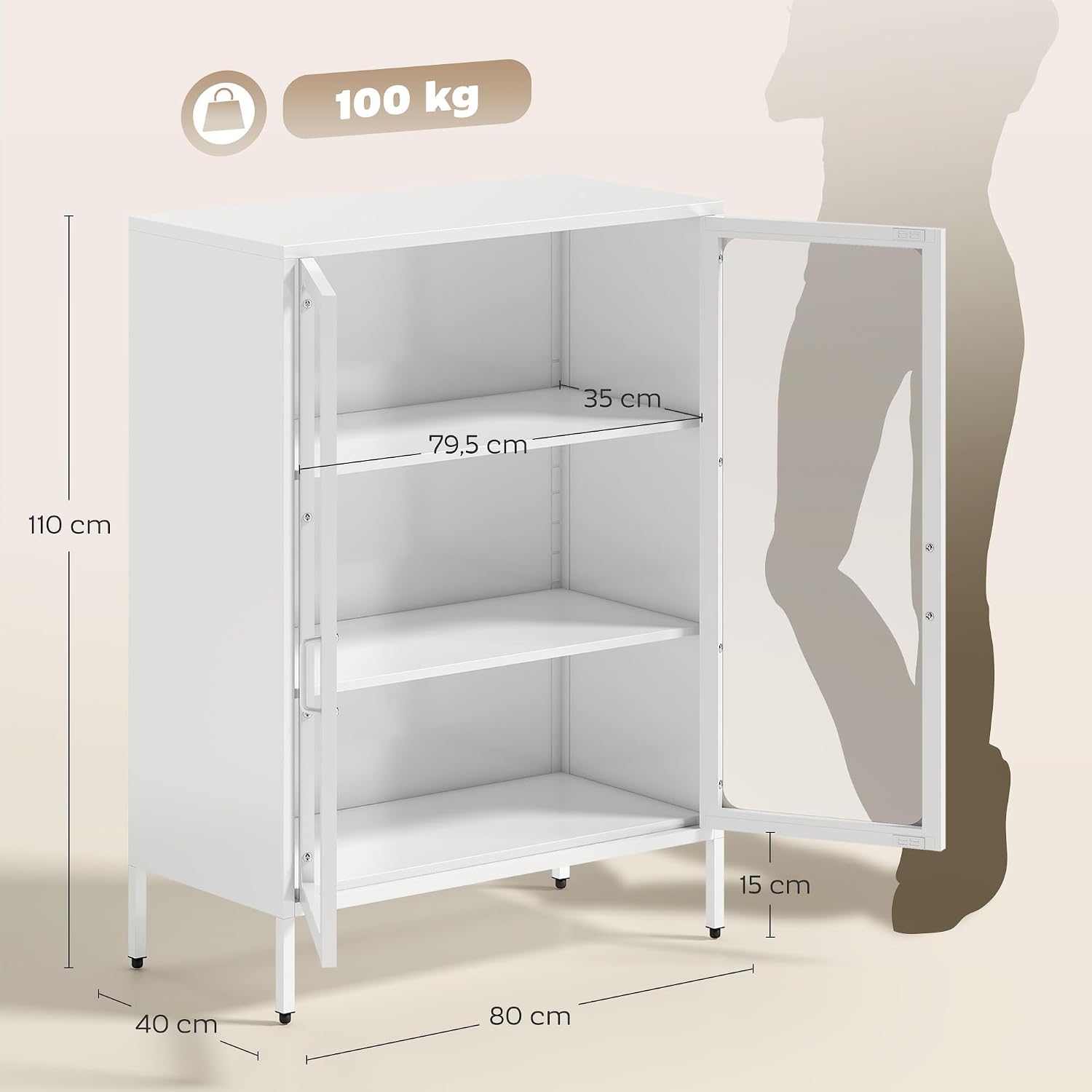 Detalle de HOMCOM Armoire de Bureau en Acier 80x40x110 cm