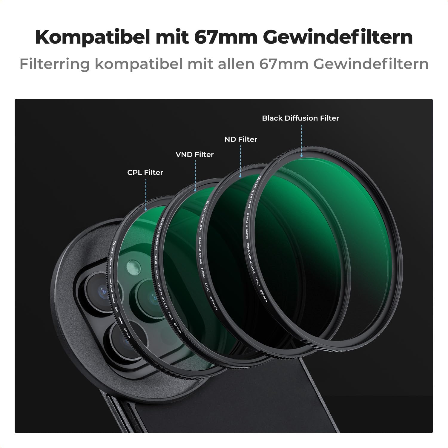 Thumbnail 5 de K&F CONCEPT Magnetischer Polfilter 67mm