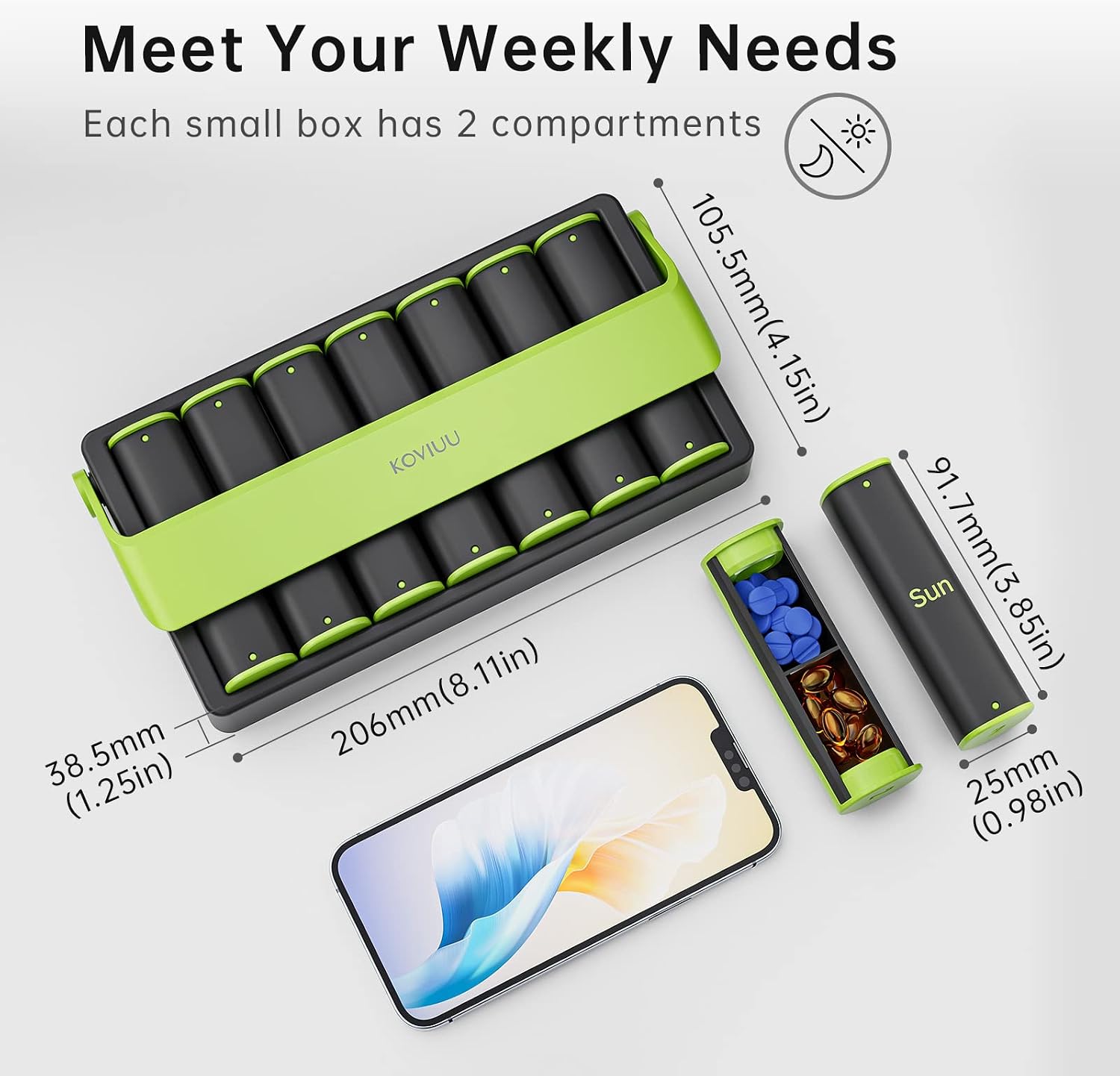 Thumbnail 1 de KOVIUU Weekly Pill Box 7 Day 2x Daily