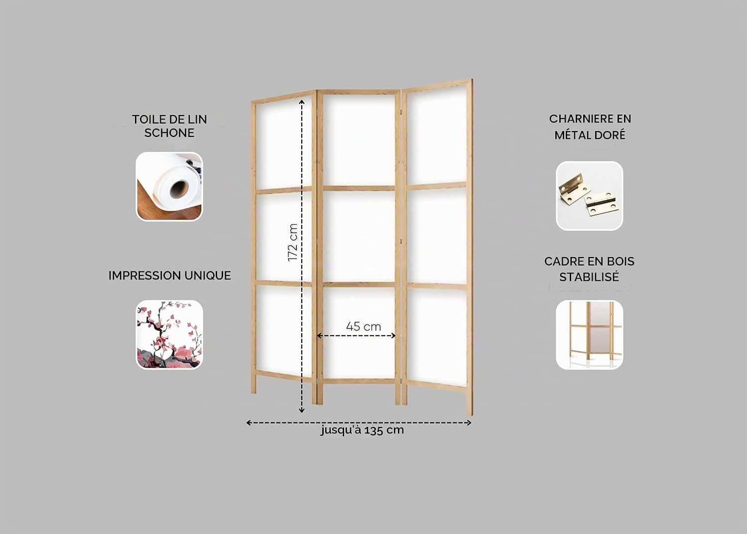 Thumbnail 3 de framed concept houten kamerscherm met 3 panelen, 135 x 172 cm