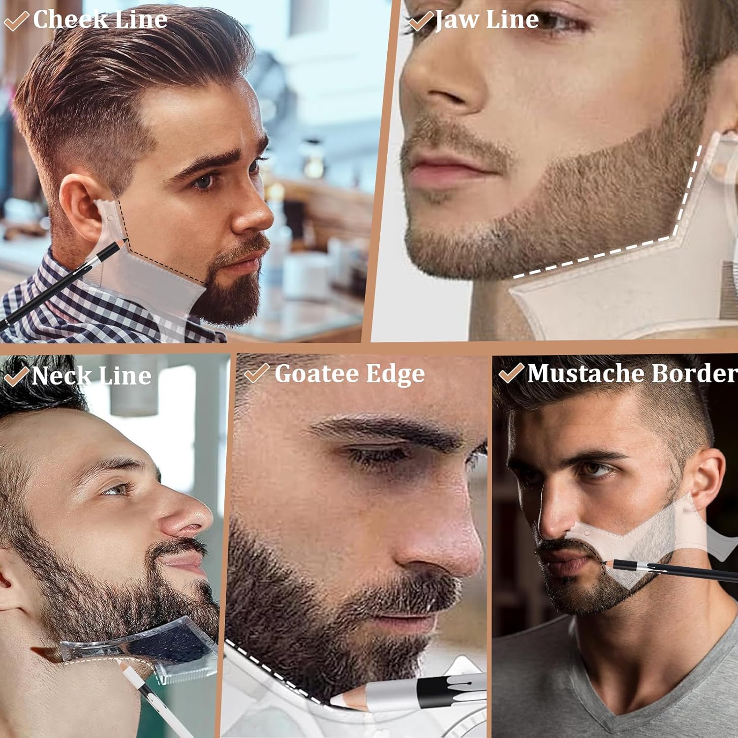 Thumbnail 3 de HEYMKGO Professional Beard Grooming Kit (12-piece) with beard shaper tool, hairline pencils, comb & brush