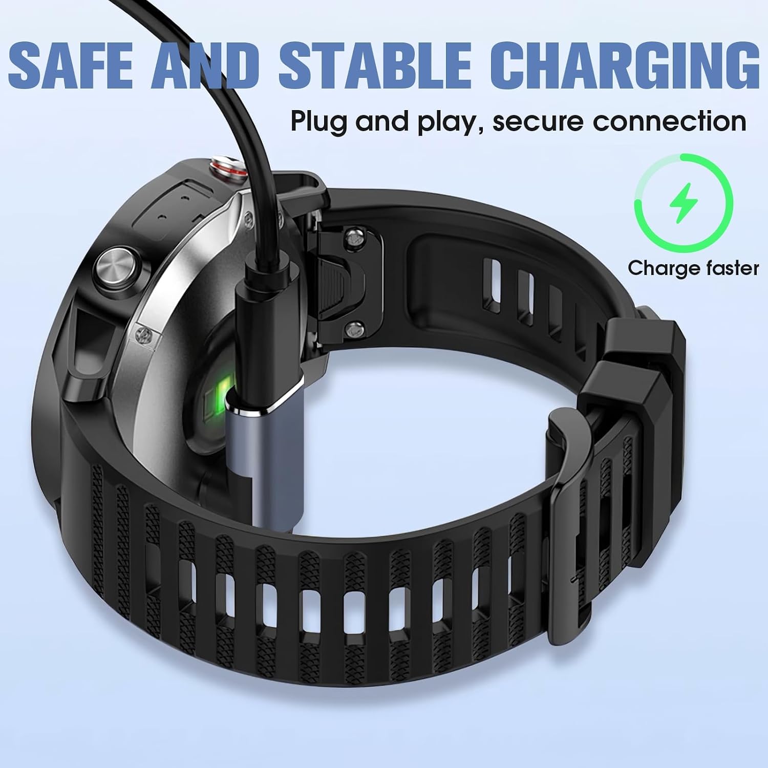 Detalle de 2PC USB C to Garmin Watch Charger Adapter with 90-Degree Right Angle — Secure Power for Fenix, Forerunner, Venu and More