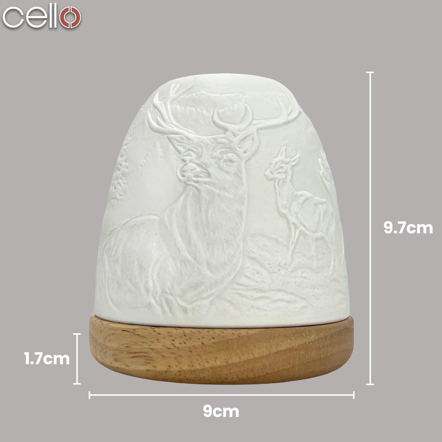 Thumbnail 1 de Cello Porcelain Tall Tealight Holder Dome with 3D Projection (Highland Stag) – Wax Warmer Gift Ornament for Home