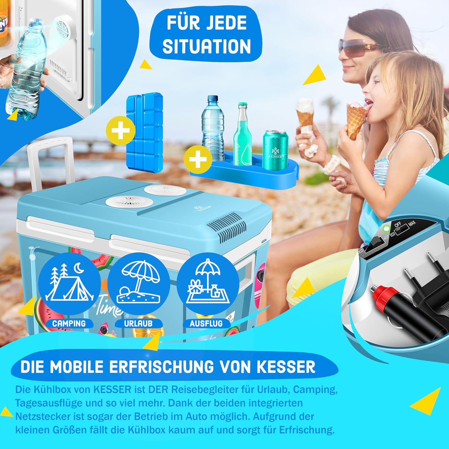 Thumbnail 5 de KESSER Kühlbox 40 l mit Rollen – thermo-elektrisch, kühlt und wärmt (12 & 230 V) mit ECO/MAX Modus