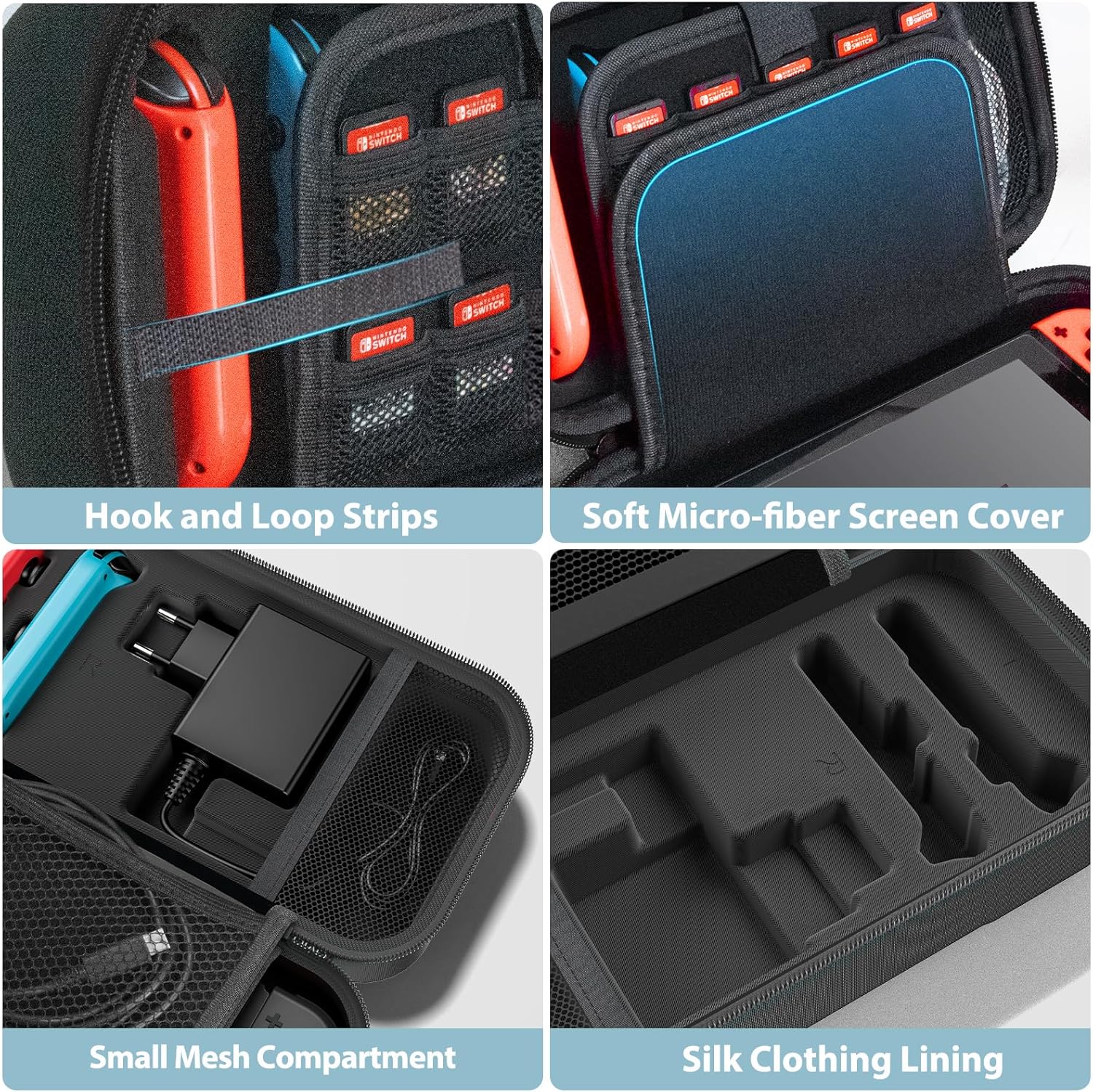 Thumbnail 4 de OIVO Switch Tasche für Nintendo Switch / OLED – Großzügige Hartschale mit Platz für 20 Spiele und Zubehör