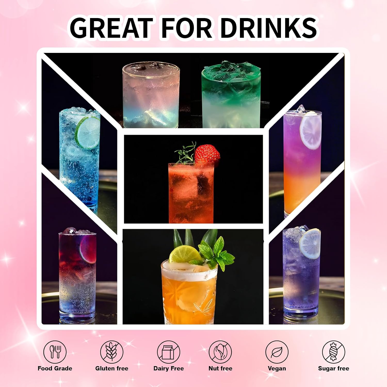 Detalle de PAVADOR Edible Luster Dust, 8-Colour Set, 3g for Drinks and Desserts