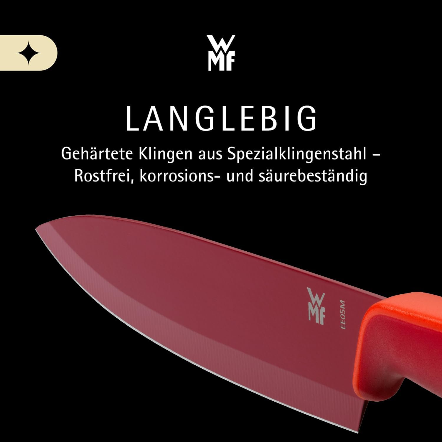 Detalle de WMF Touch Messerset 2-teilig – scharfes Küchenmesser-Set aus Spezialklingenstahl, antihaftbeschichtet, roter Griff