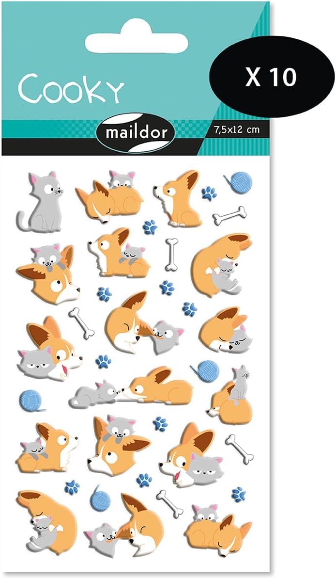 Thumbnail 5 de MY MANDARINE 560353Cpack – GOMMETTES 3D Cooky, LOT de 10 planches 12x8 cm (180 gommettes)