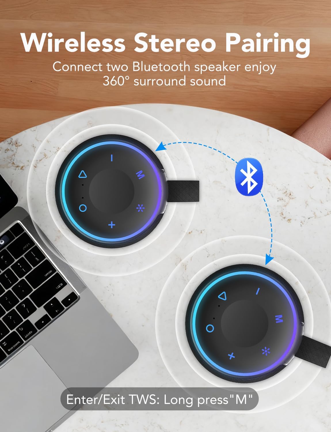 Thumbnail 4 de taopodo Portable Bluetooth Speaker with True 30W Stereo Sound and IPX7 Waterproof