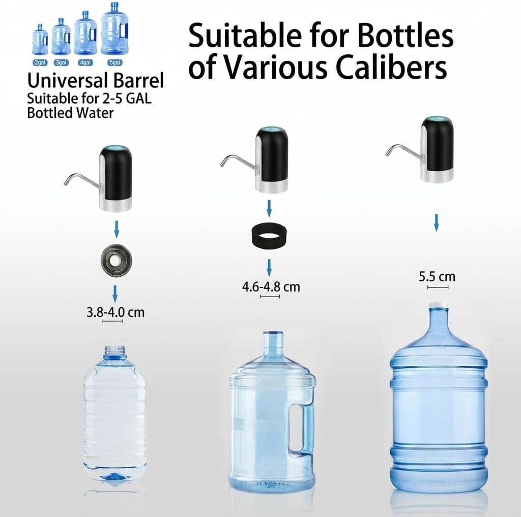 Thumbnail 1 de Water Bottle Pump with 2 Adapters, USB Rechargeable Dispenser for Gallon Jugs