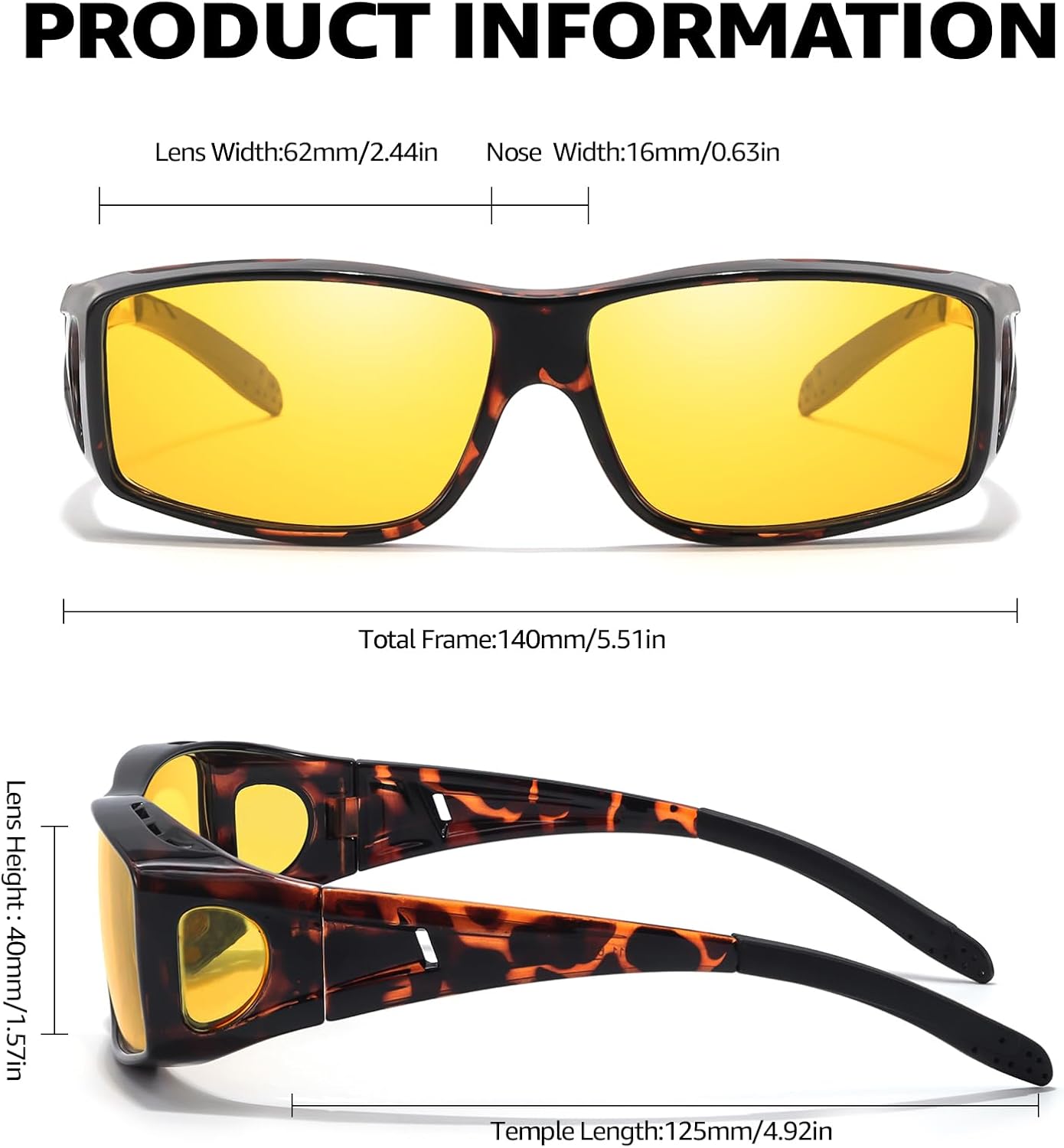 Thumbnail 4 de LVIOE 2er Set Nachtsichtbrille mit gelben TAC-Gläsern (polarisiert) im Fit-Over-Design