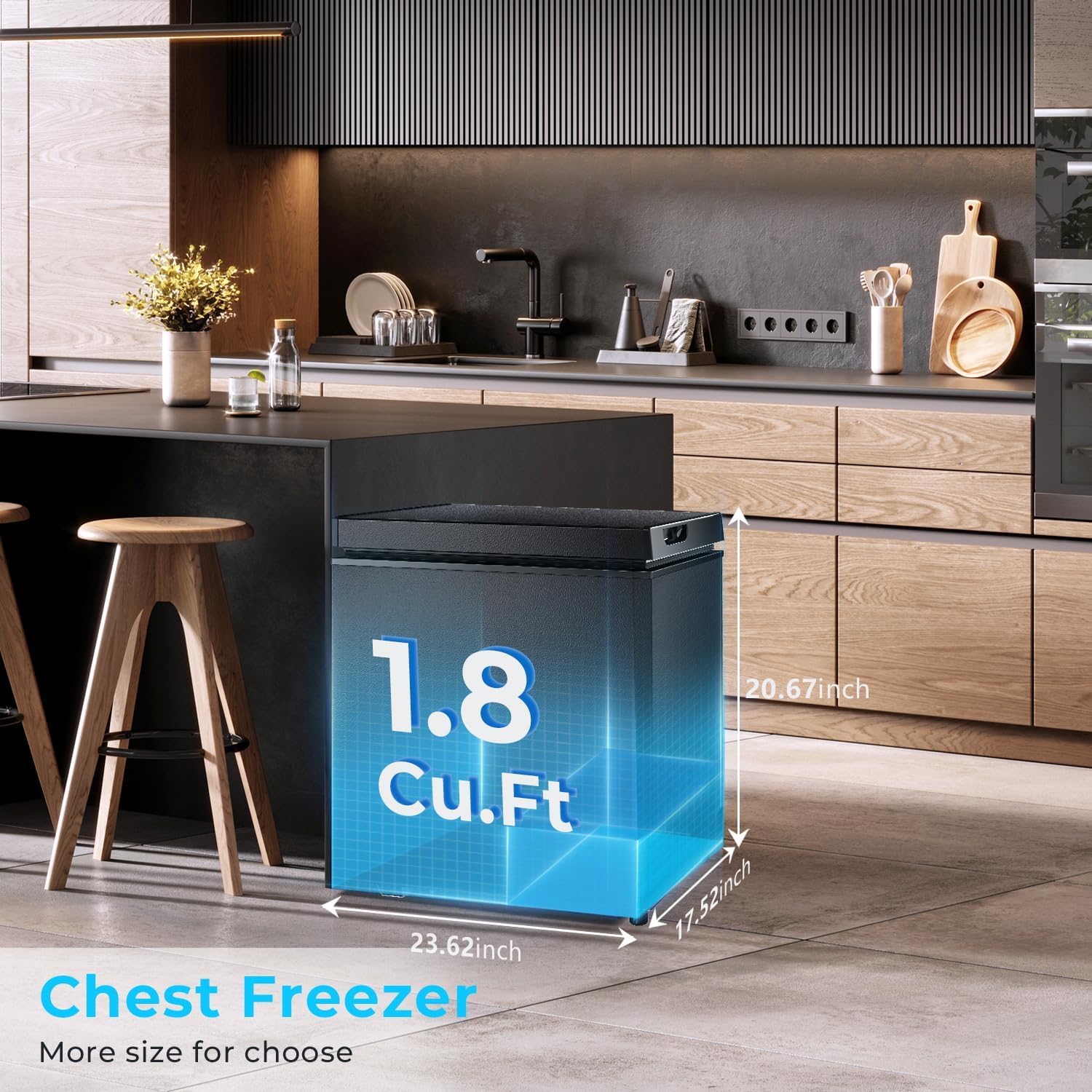 Detalle de Electactic 50H Compact Chest Freezer, 2.0 cu. ft., 7 Settings, 2 Baskets