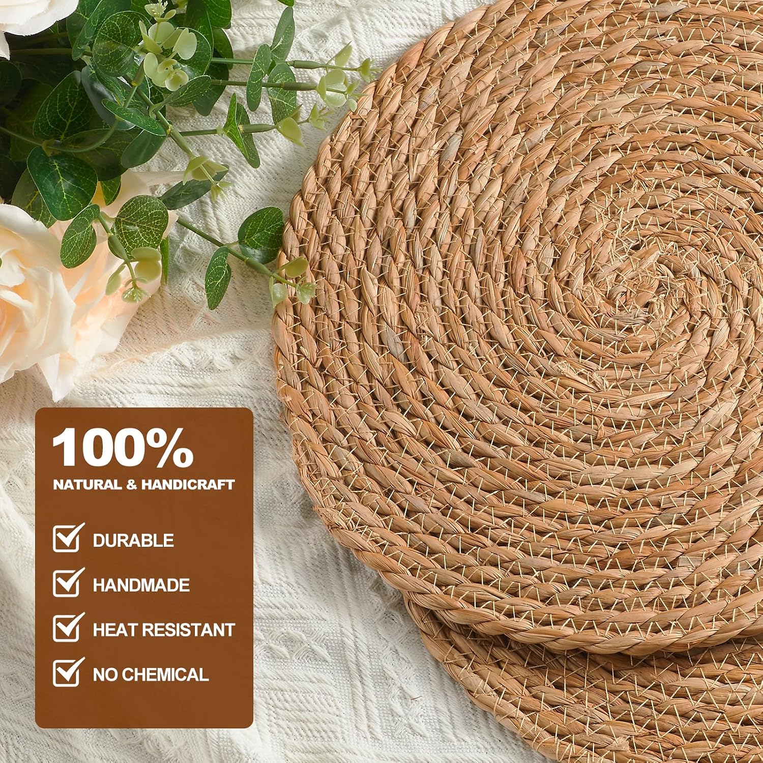 Detalle 2 de Round Woven Placemats Set of 10 13 inch