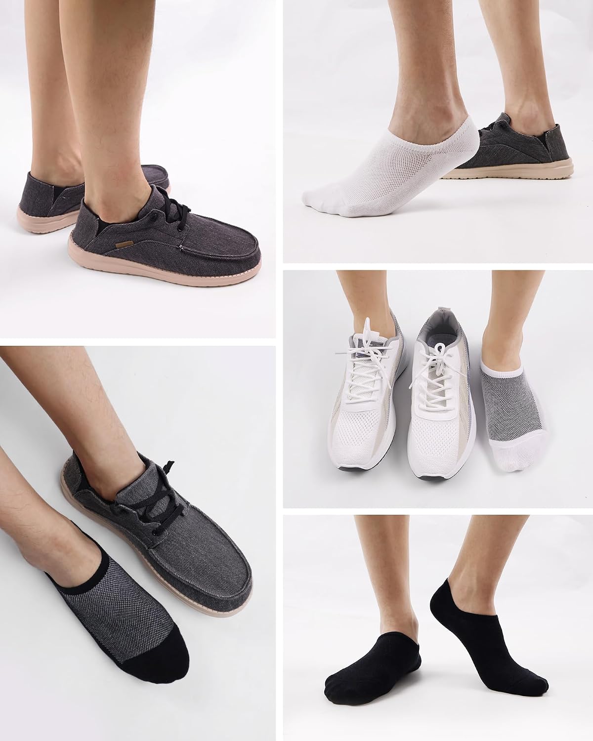 Detalle de SIXDAYSOX No Show Socks for Men (6/8 Pack) — Cotton, Thin, Low Cut, Non-Slip