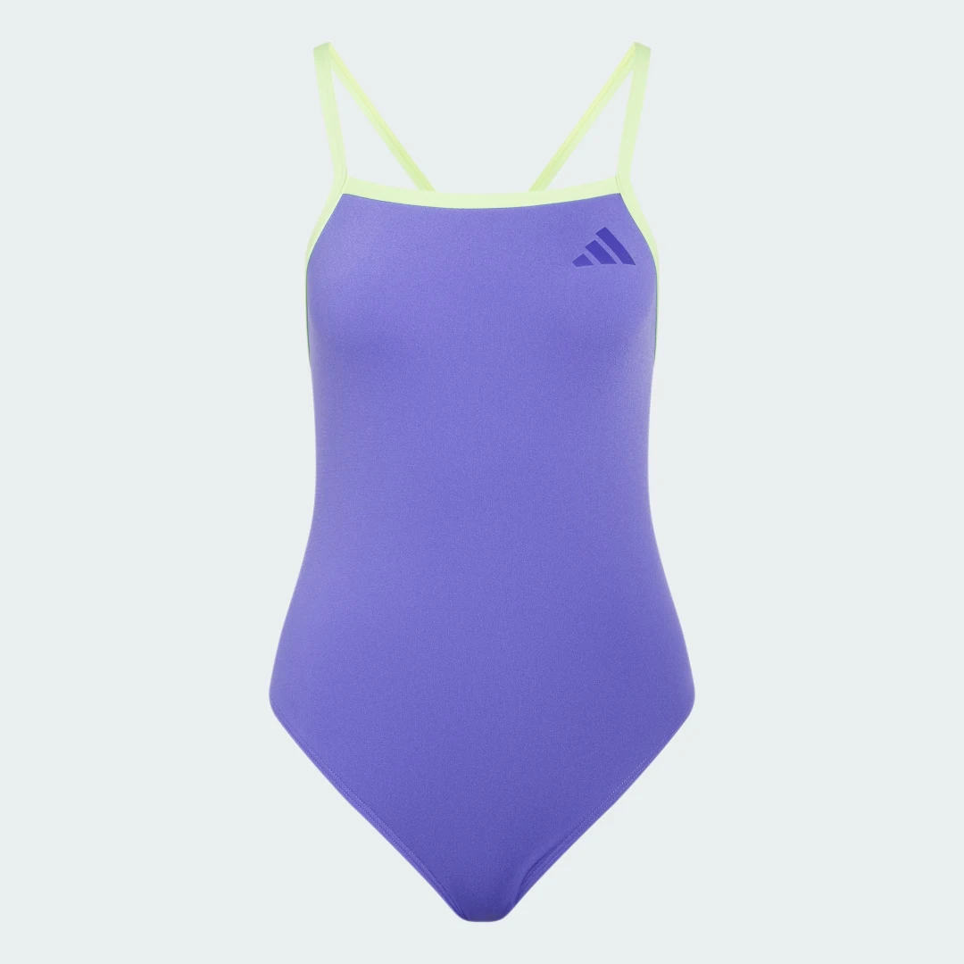 Detalle de Bañador Adidas con tirantes finos y espalda en V - color violeta