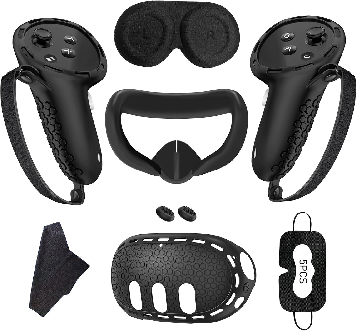 Detalle de 7-teiliges Meta Quest 3 Zubehör-Set: Anti-Scratch VR Shell, Gesichtsabdeckung, Objektivschutz & mehr