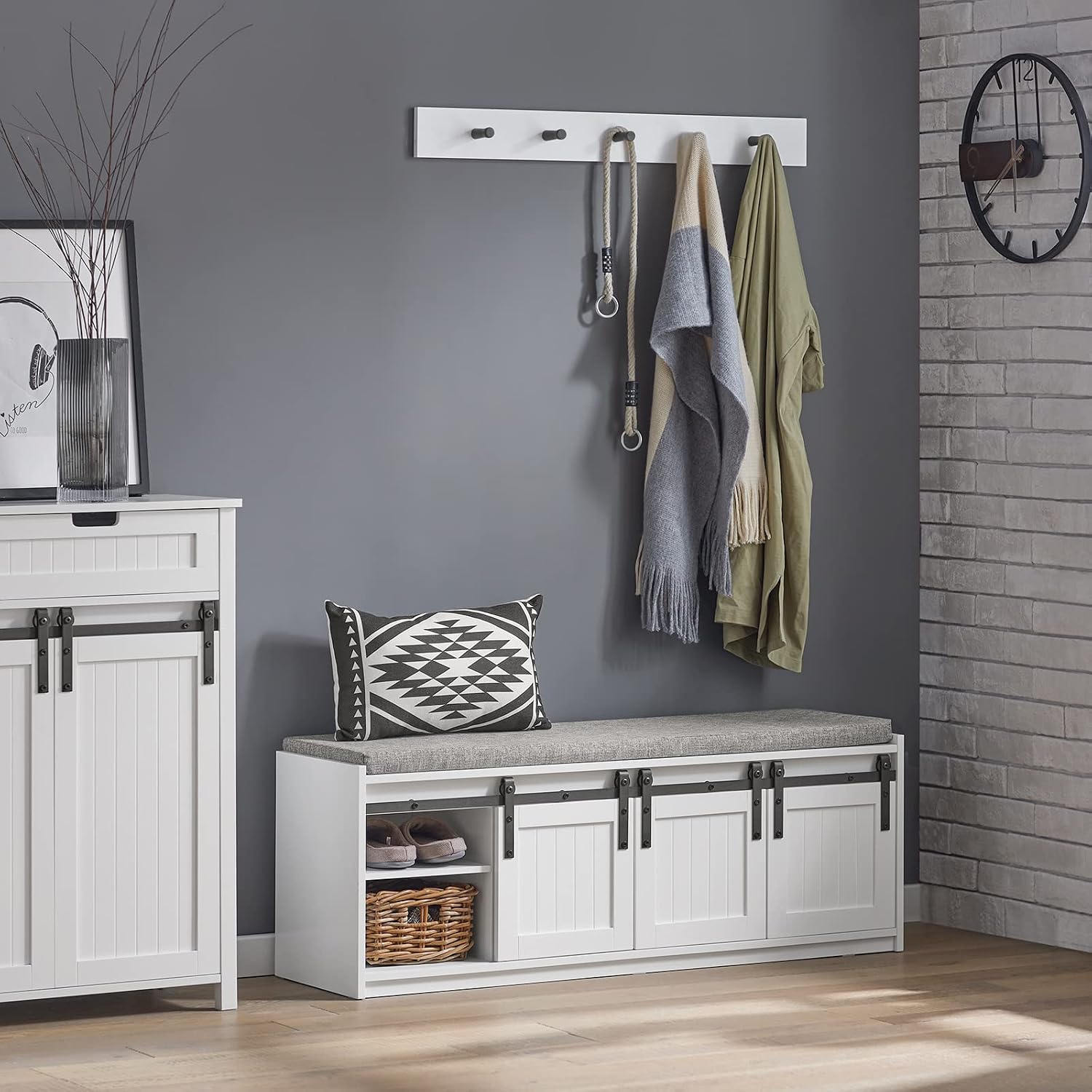 Detalle 2 de SoBuy FSR133-W Banco zapatero 120 x 35 x 45 cm