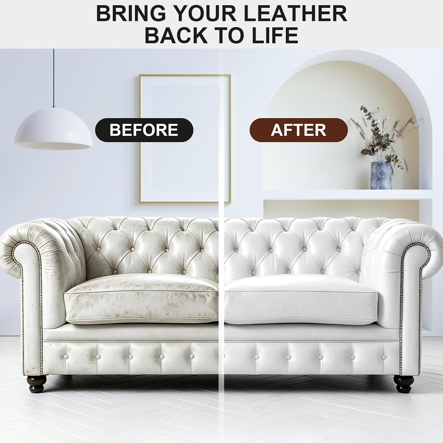Detalle 2 de STARTSO WORLD Leather Recoloring Balm Repair Kit for White Leather Furniture & Car Seats