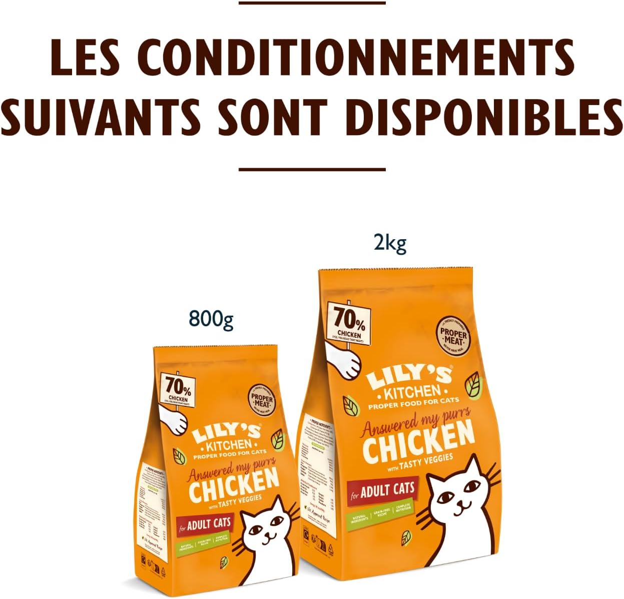 Detalle de Lily’s Kitchen Croquettes pour chat adulte – Poulet & légumes, 2 kg, sans céréales