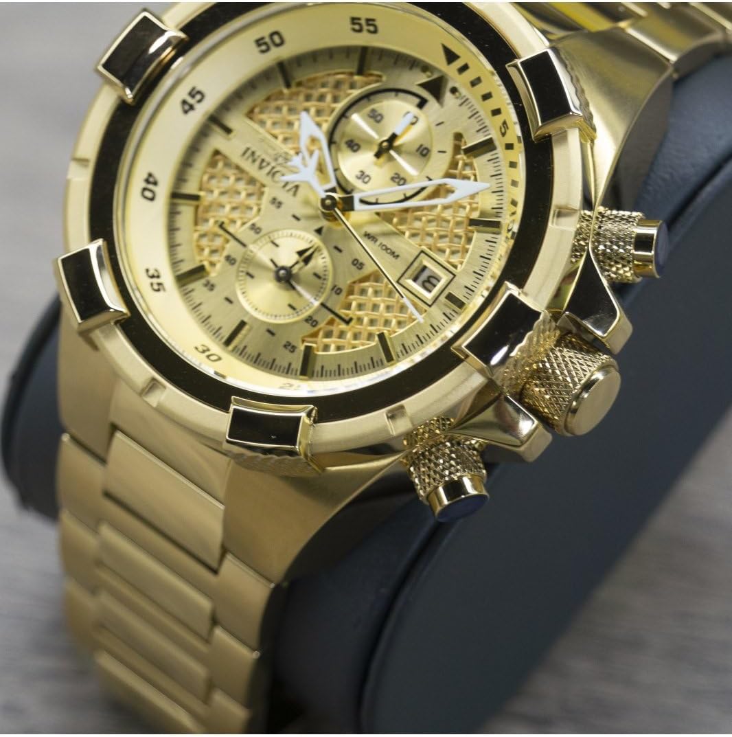 Thumbnail 3 de Invicta Aviator 28122 - Montre Homme en Acier Inoxydable, Cadran Or, Quartz, 50mm