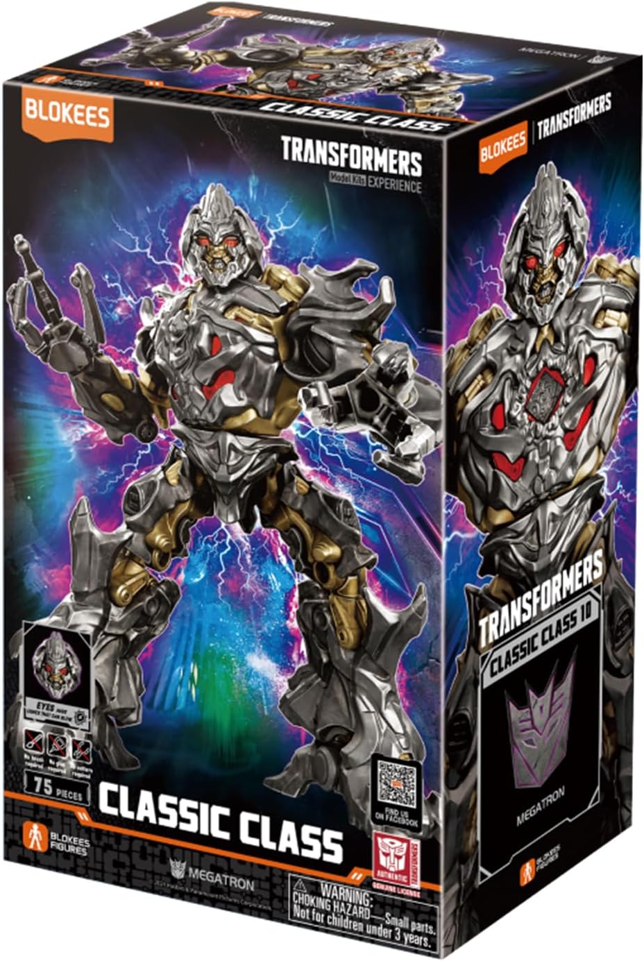 Detalle de BLOKEES Transformers Classic Class 10 : Megatron — Figurine à assembler articulée, 75 pièces, yeux lumineux