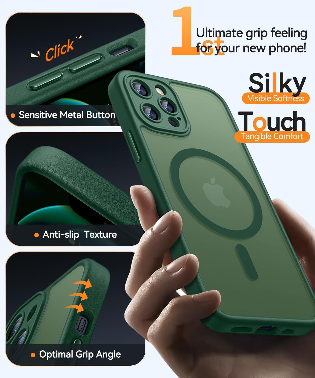 Thumbnail 4 de CANSHN Coque Magnétique pour iPhone 12 Pro (6,1 pouces) – protection complète et MagSafe, Vert foncé