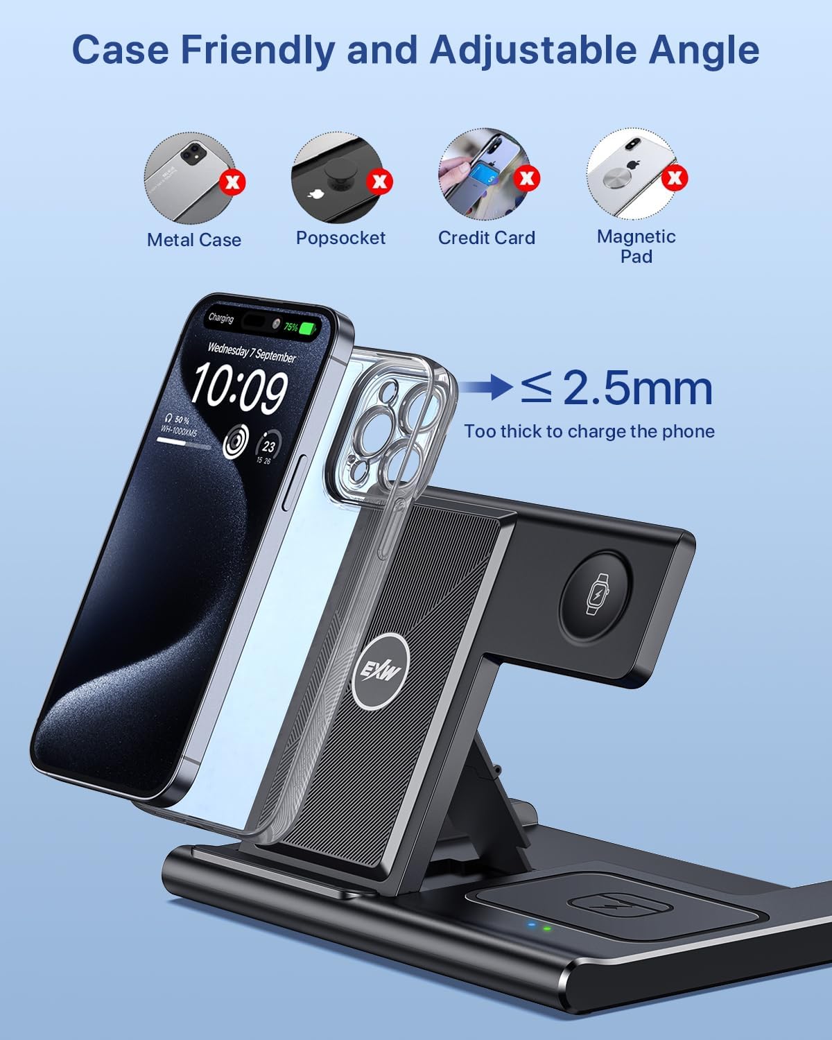 Detalle de 3-in-1 wireless charging station 10W