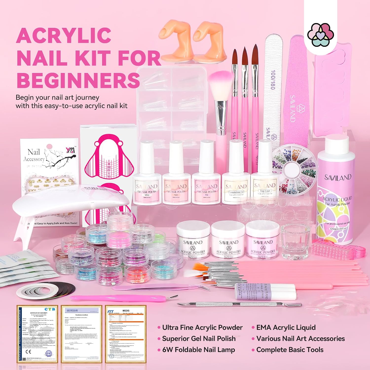 Detalle 2 de Saviland Acryl Nagelset 1120 ml Starterset 💅