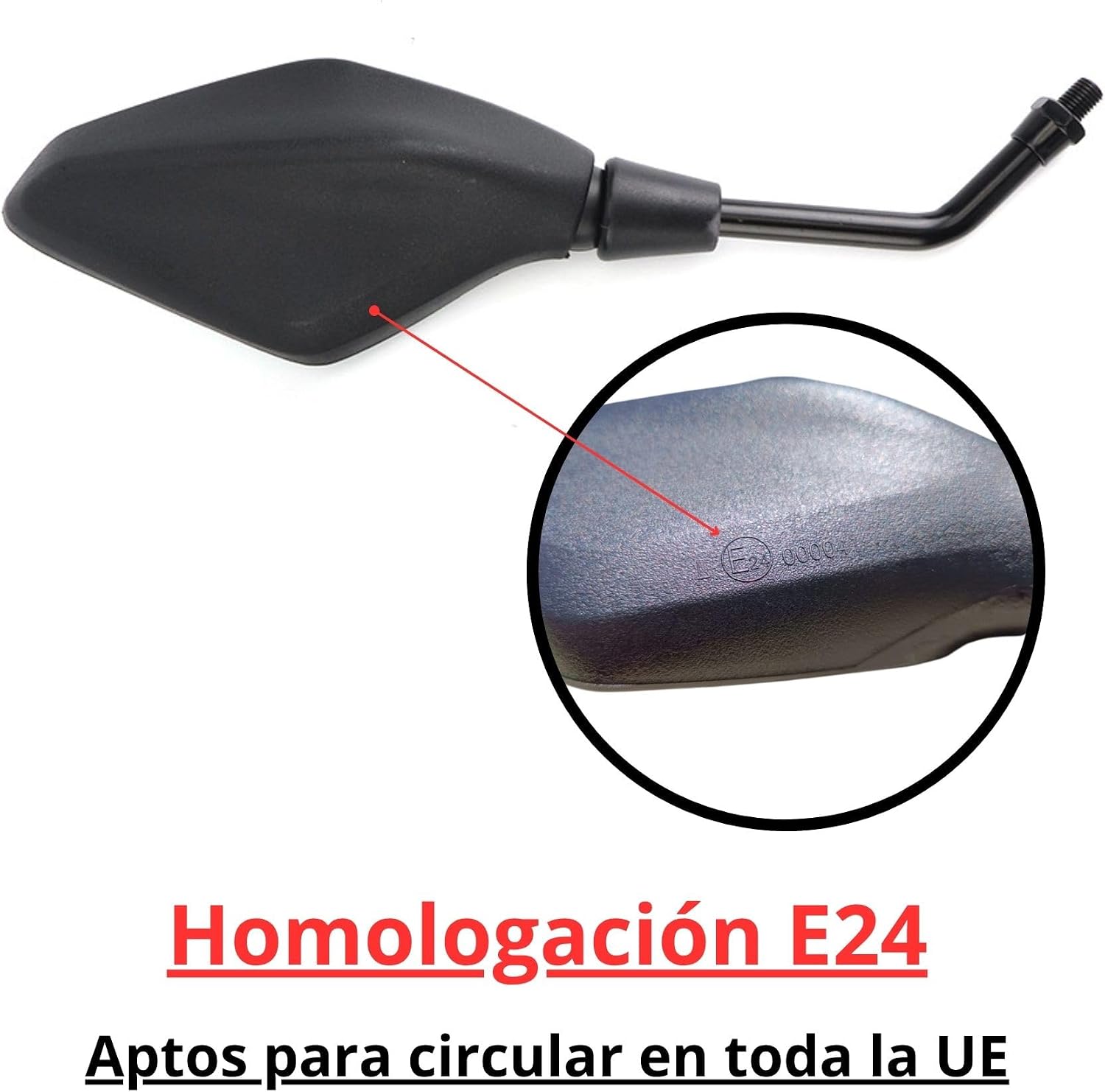 Detalle 2 de Espejos retrovisores moto homologados E24 360° 22mm