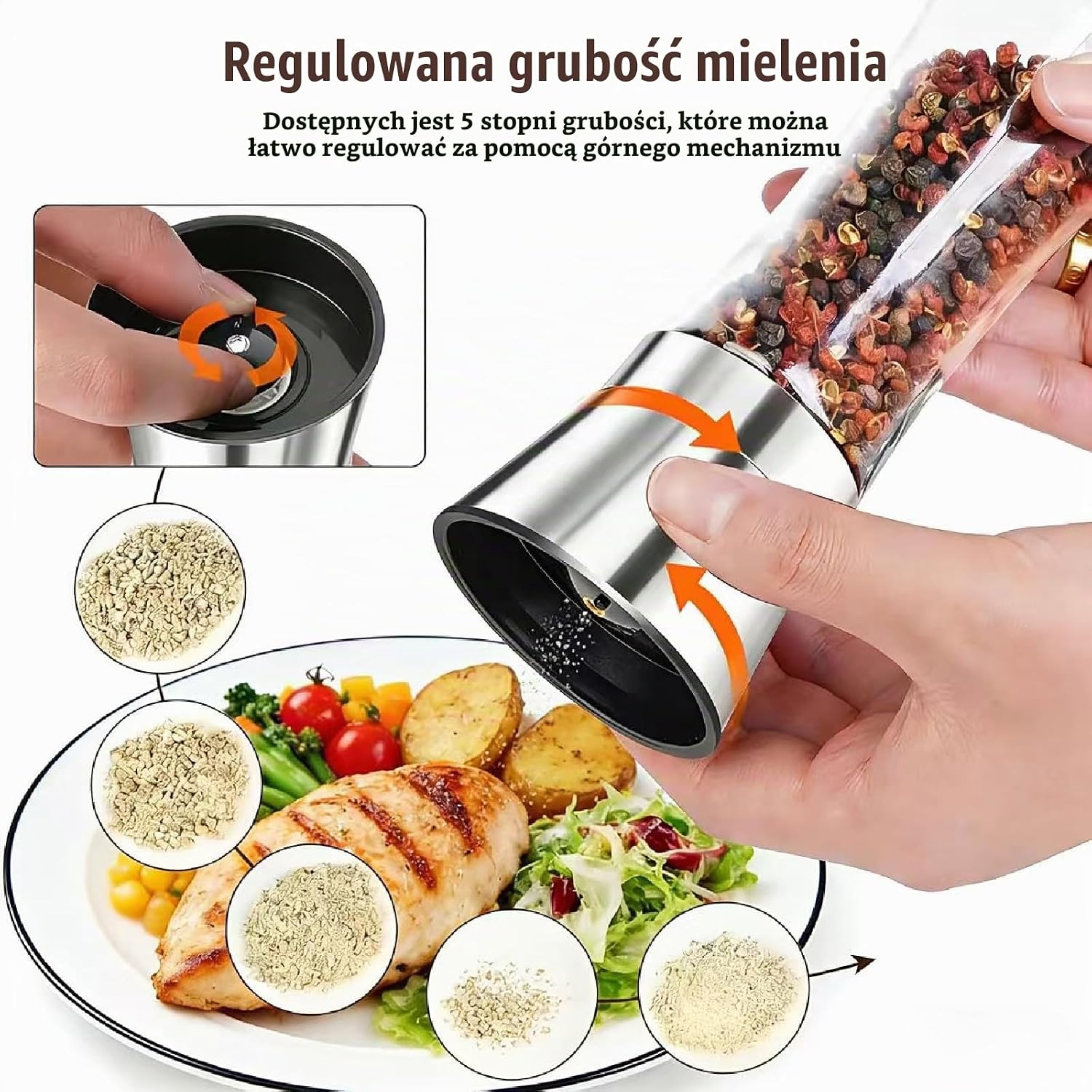 Detalle de CUESVAP VP-YMQ24 – zestaw 2 młynków do soli i pieprzu z regulacją mielenia