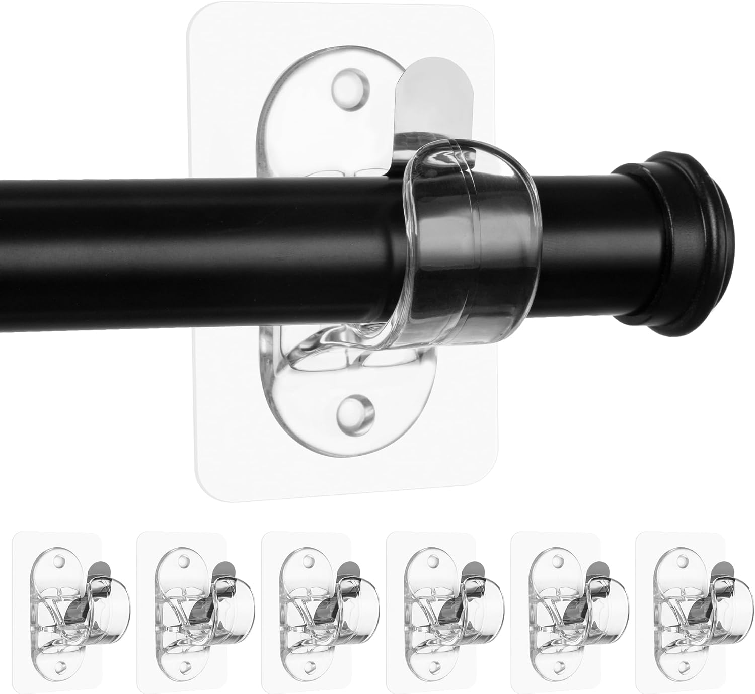 Detalle de Anteabee 6 Pack Self Adhesive Curtain Rod Holders – No Drilling, Clear & Adjustable