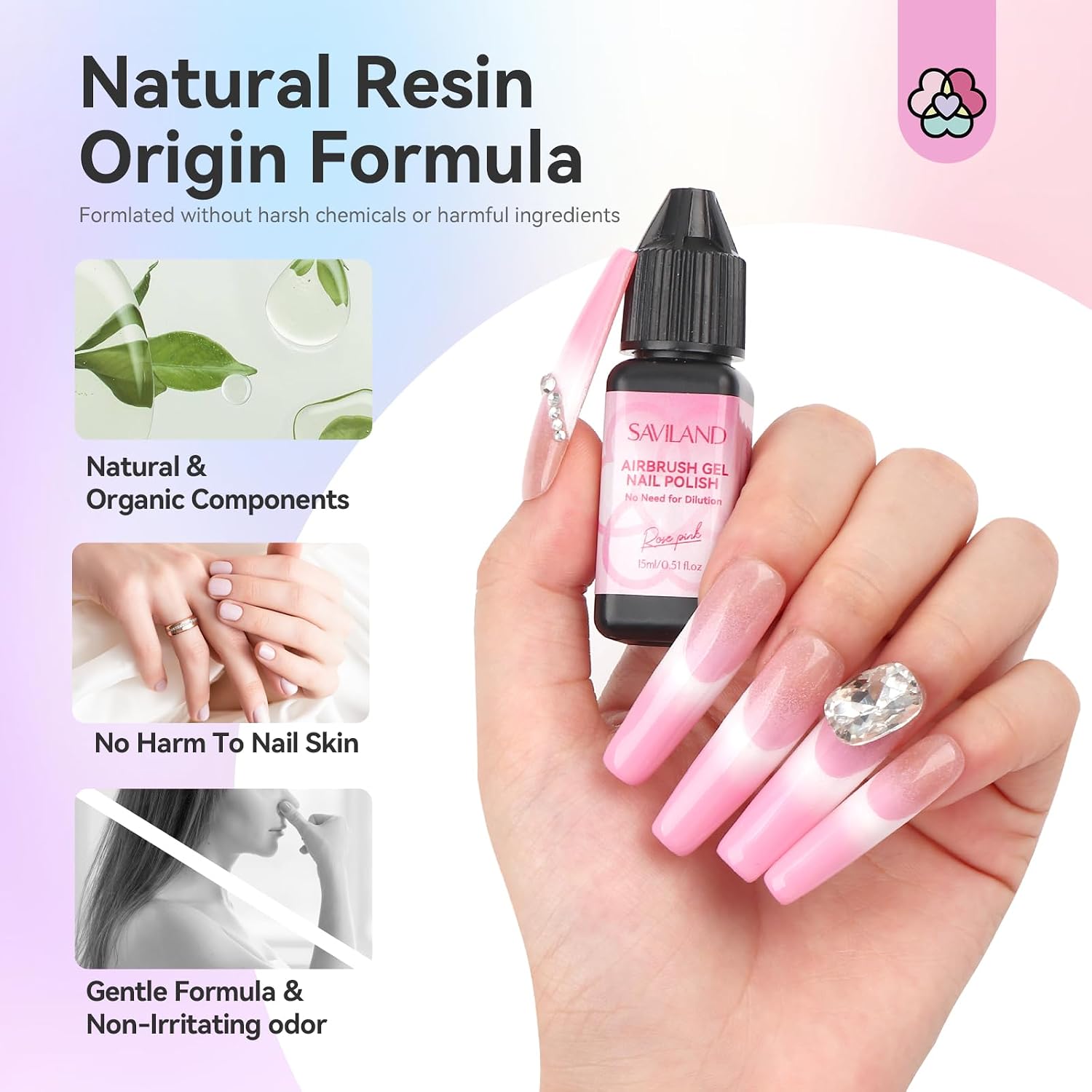 Detalle 1 de SAVILAND Airbrush Gel Nail Polish (HEMA-free, 24 Colors) for Dilution-Free Gradients & Layered Nail Art