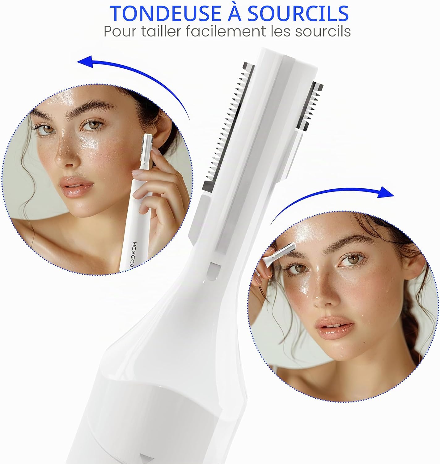 Detalle de HEBECA Tondeuse de nez et 2-en-1 sourcils et visage – rechargeable, étanche et portable
