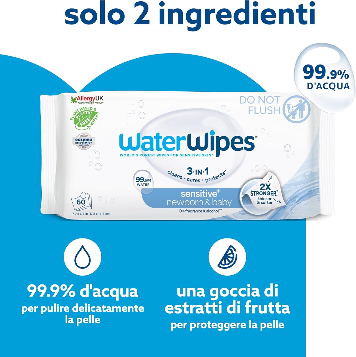 Thumbnail 3 de WaterWipes Sensitive+ Newborn & Baby Wipes, 720 pezzi (12 confezioni) – pulizia delicata con 99,9% acqua purificata