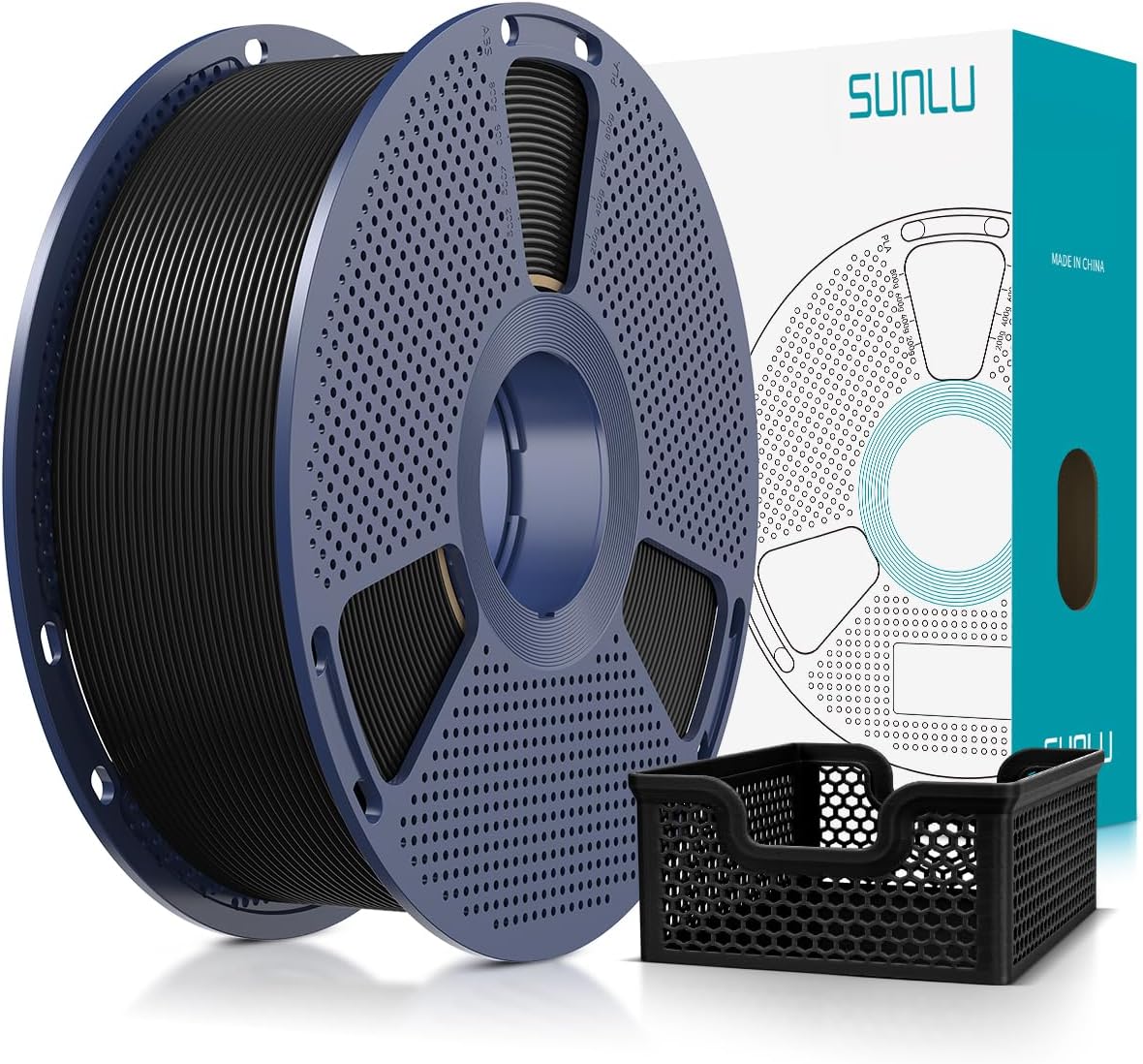 Detalle de SUNLU Upgraded PLA+2.0 1.75mm Filament – 1kg Black, High Speed and Toughness