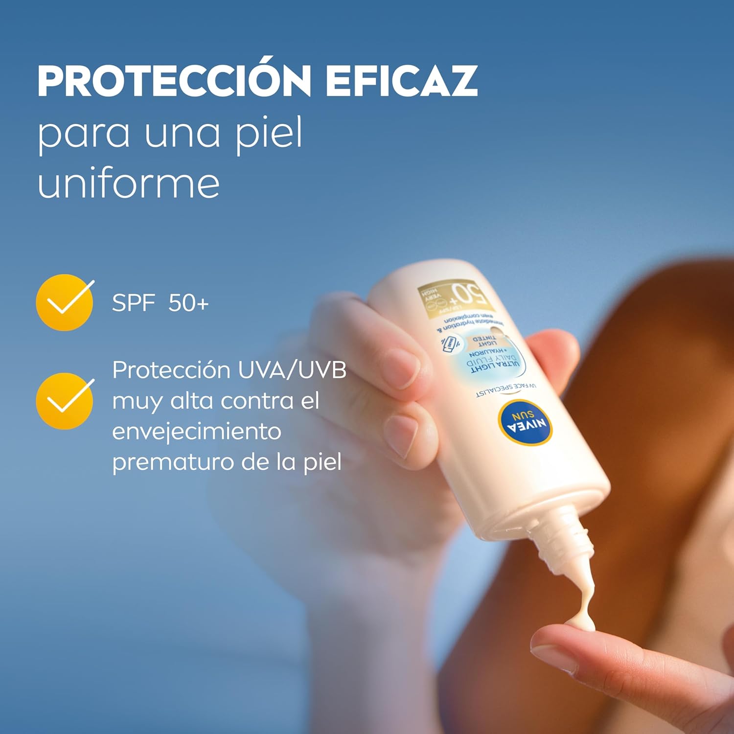 Detalle 2 de NIVEA SUN Fluido Diario con Color FPS 50+ 40 ml