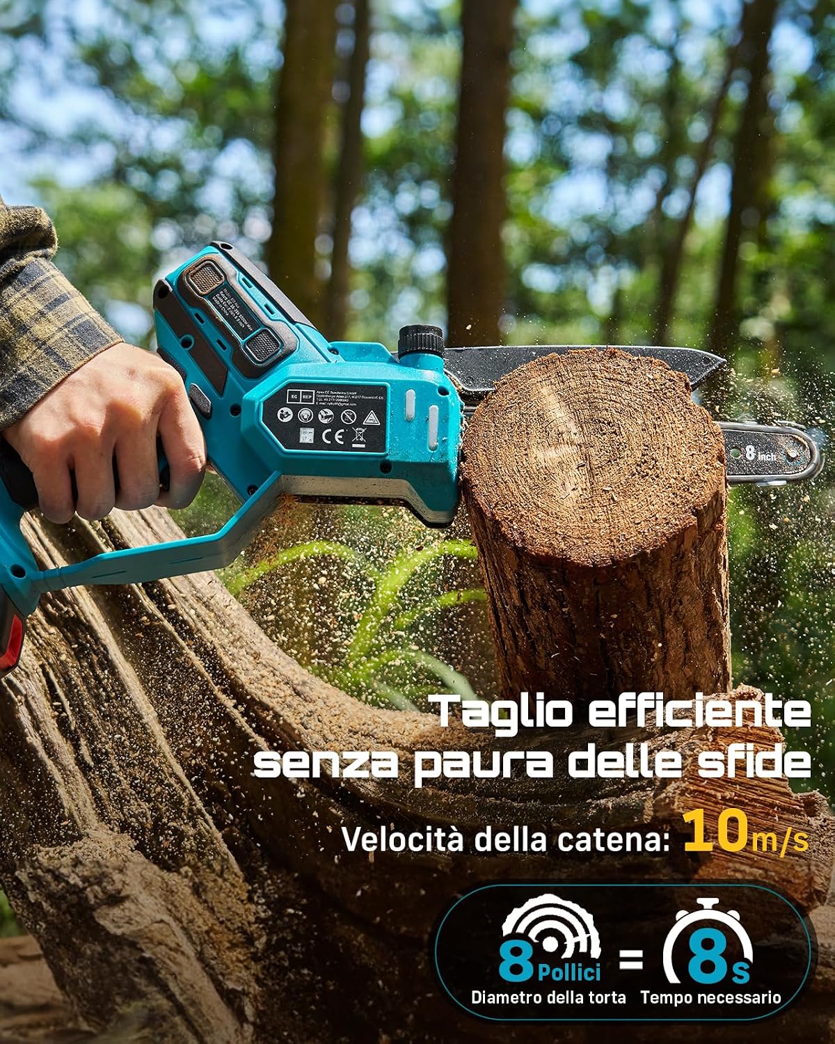 Thumbnail 3 de SEESII 6 & 8 Mini Motosega Elettrica da Potatura 1000 W – 2-in-1 con lama da 6" e 8