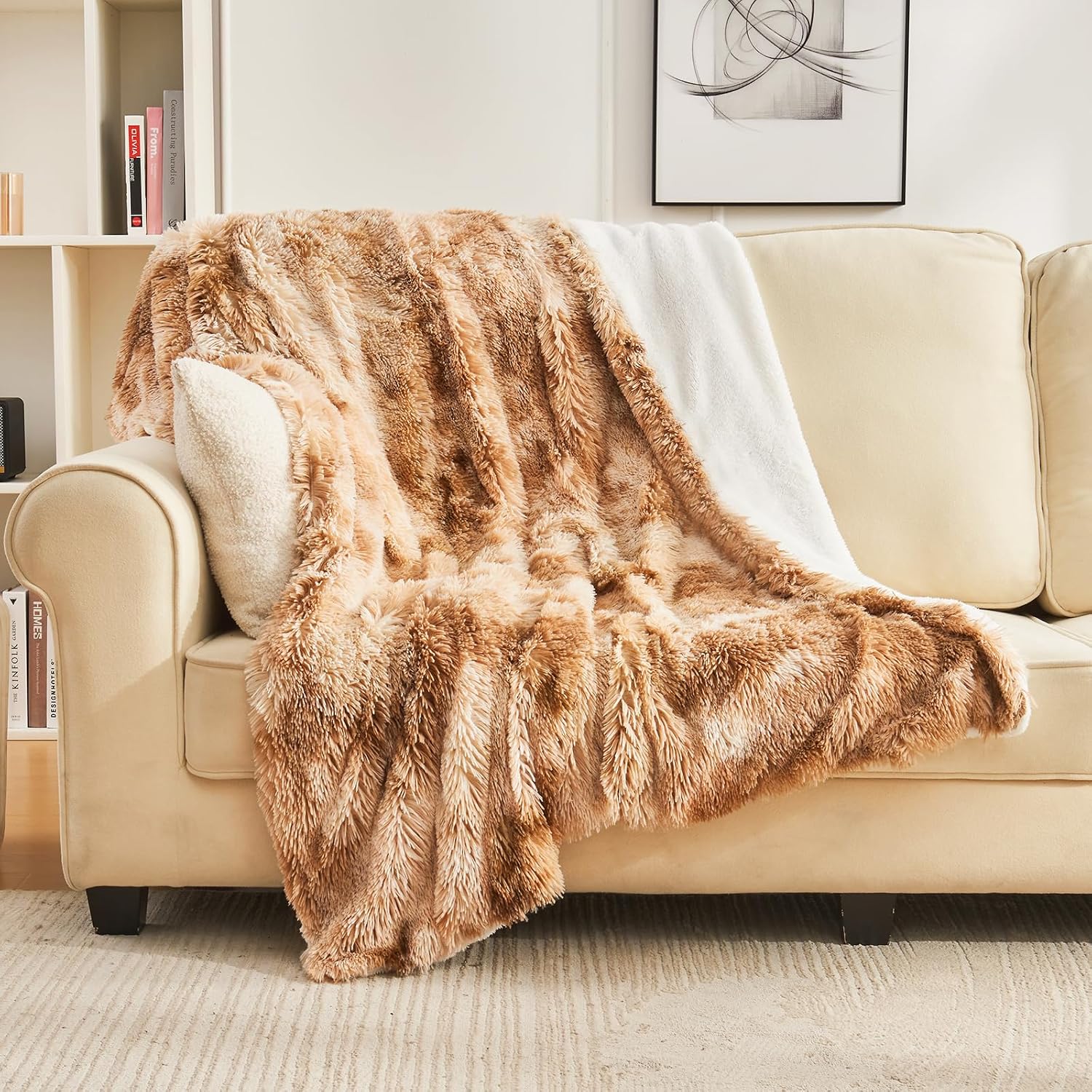Detalle de EMME Faux Fur Blanket 150 x 200 cm cosy throw ๐